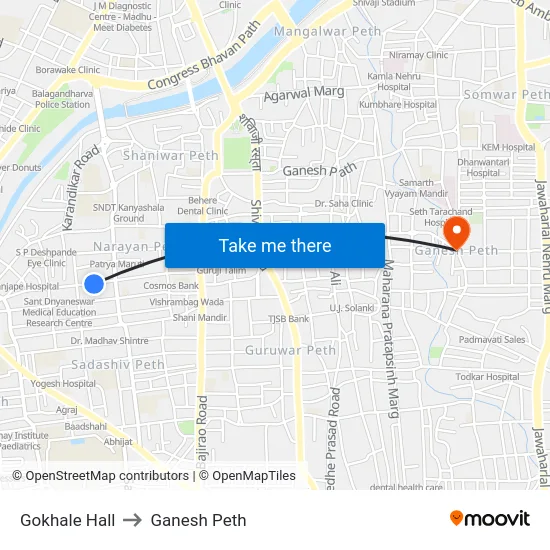 Gokhale Hall to Ganesh Peth map
