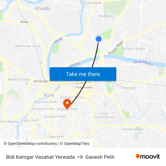 Bidi Kamgar Vasahat Yerwada to Ganesh Peth map
