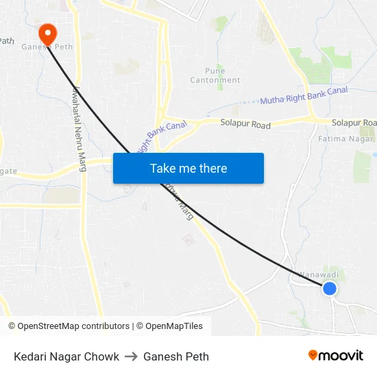 Kedari Nagar Chowk to Ganesh Peth map