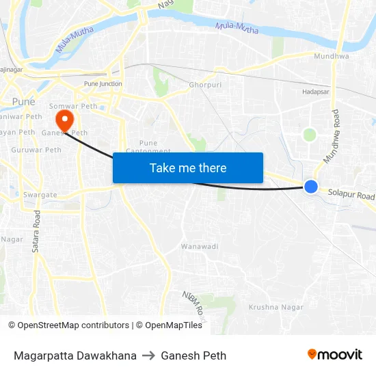 Magarpatta Dawakhana to Ganesh Peth map