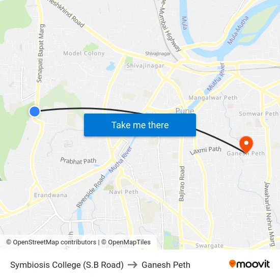 Symbiosis College (S.B Road) to Ganesh Peth map
