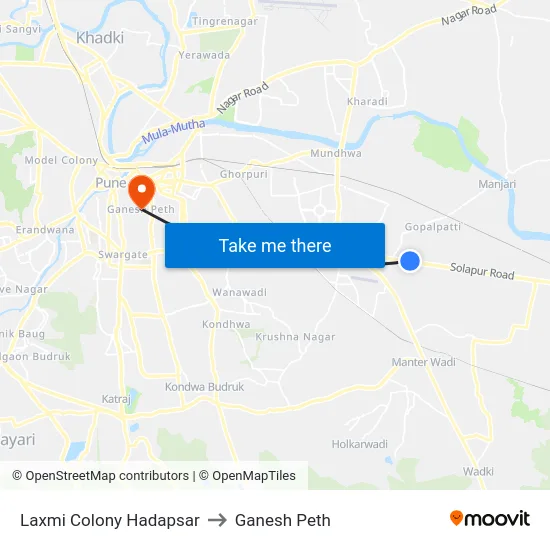 Laxmi Colony Hadapsar to Ganesh Peth map