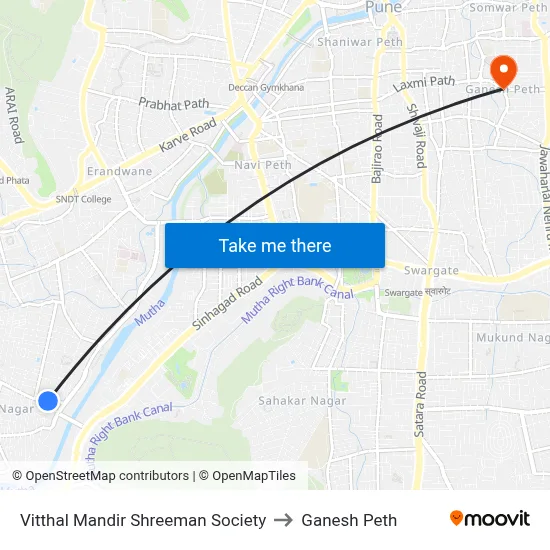 Vitthal Mandir Shreeman Society to Ganesh Peth map