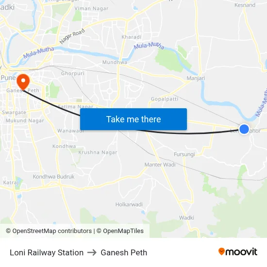 Loni Railway Station to Ganesh Peth map