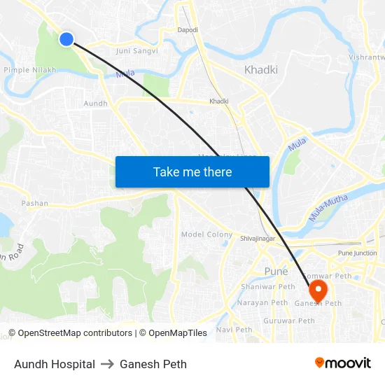 Aundh Hospital to Ganesh Peth map