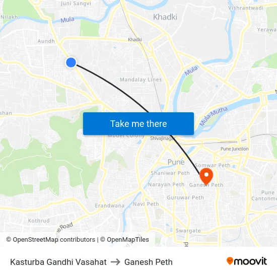 Kasturba Gandhi Vasahat to Ganesh Peth map