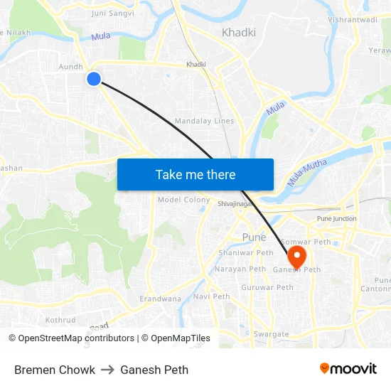 Bremen Chowk to Ganesh Peth map