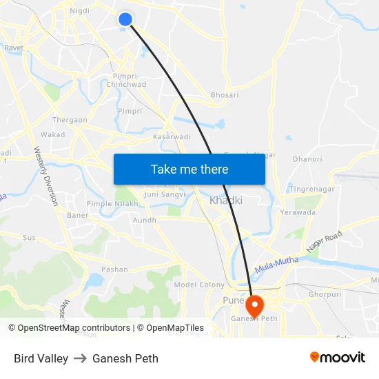Bird Valley to Ganesh Peth map