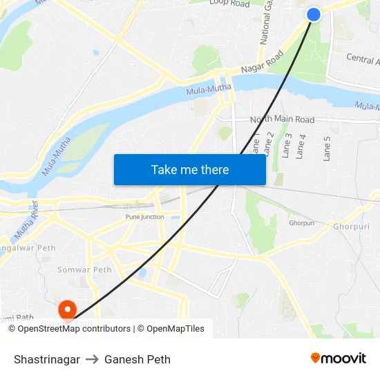 Shastrinagar to Ganesh Peth map
