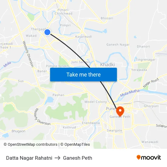 Datta Nagar Rahatni to Ganesh Peth map