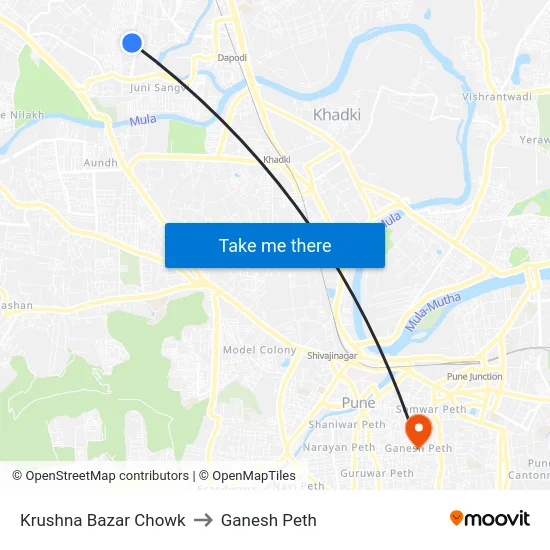 Krushna Bazar Chowk to Ganesh Peth map