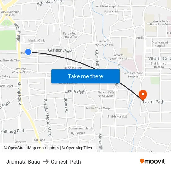 Jijamata Baug to Ganesh Peth map