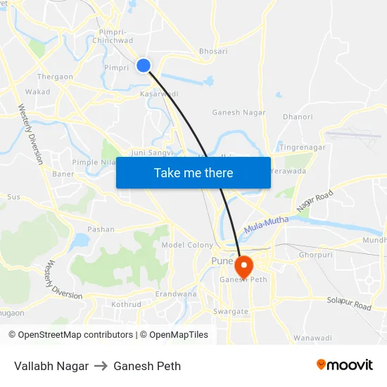 Vallabh Nagar to Ganesh Peth map