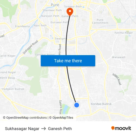 Sukhasagar Nagar to Ganesh Peth map