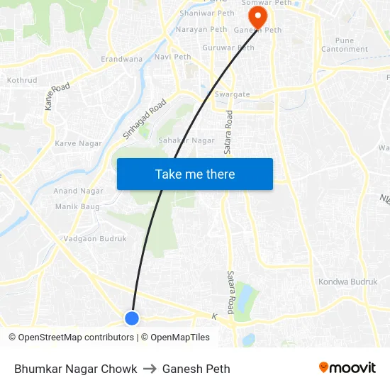Bhumkar Nagar Chowk to Ganesh Peth map