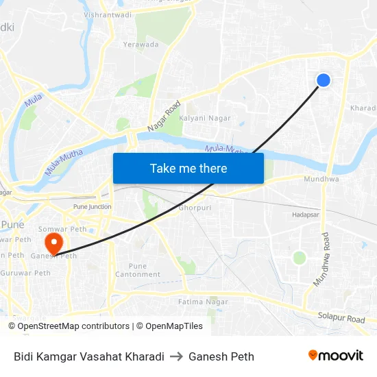Bidi Kamgar Vasahat Kharadi to Ganesh Peth map