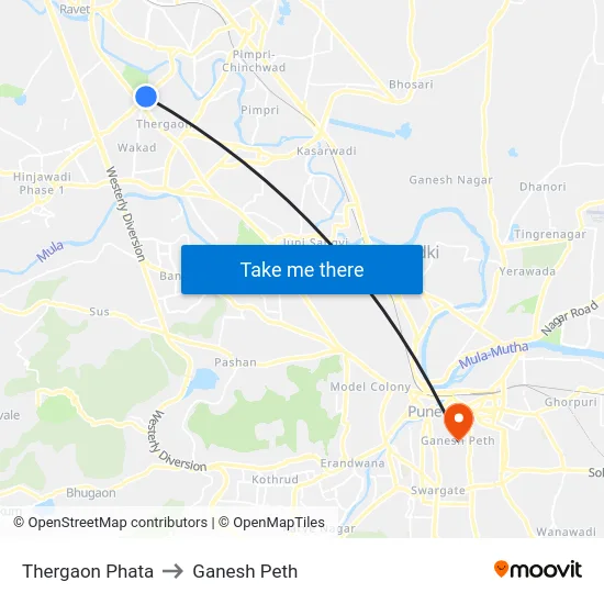 Thergaon Phata to Ganesh Peth map