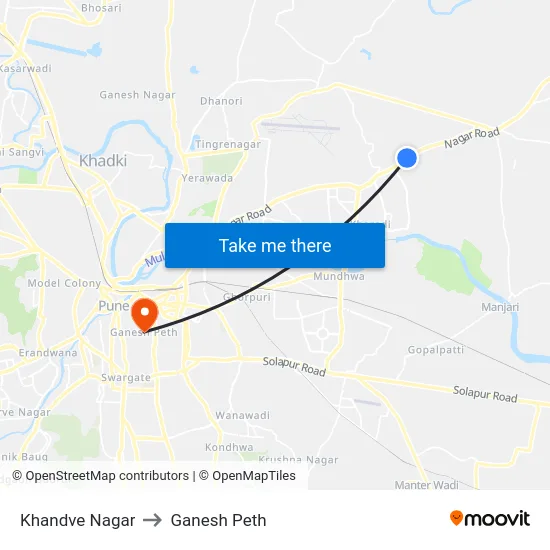 Khandve Nagar to Ganesh Peth map