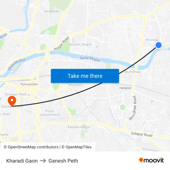 Kharadi Gaon to Ganesh Peth map