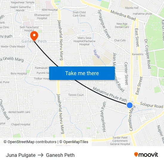 Juna Pulgate to Ganesh Peth map