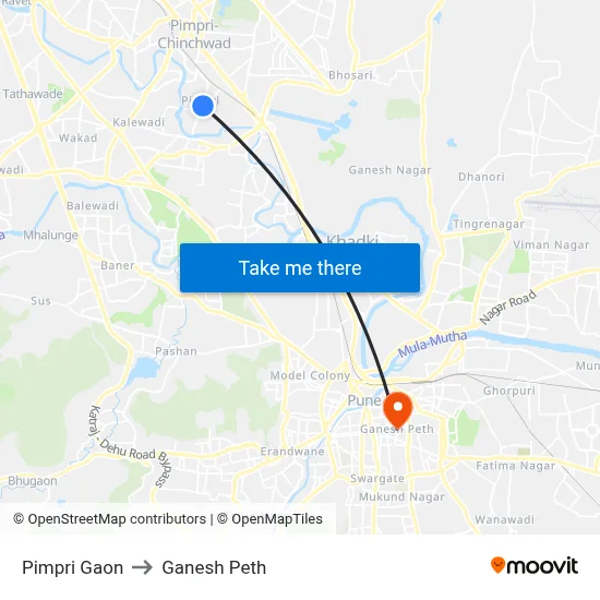 Pimpri Gaon to Ganesh Peth map