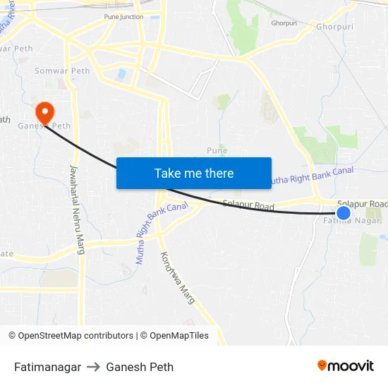 Fatimanagar to Ganesh Peth map