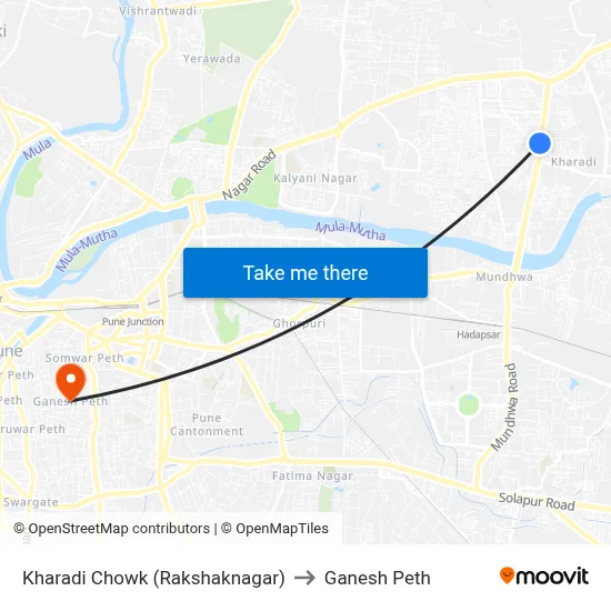 Kharadi Chowk (Rakshaknagar) to Ganesh Peth map