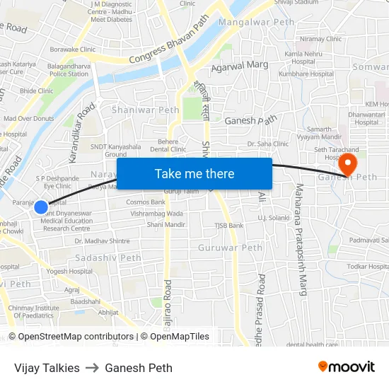 Vijay Talkies to Ganesh Peth map