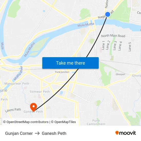 Gunjan Corner to Ganesh Peth map