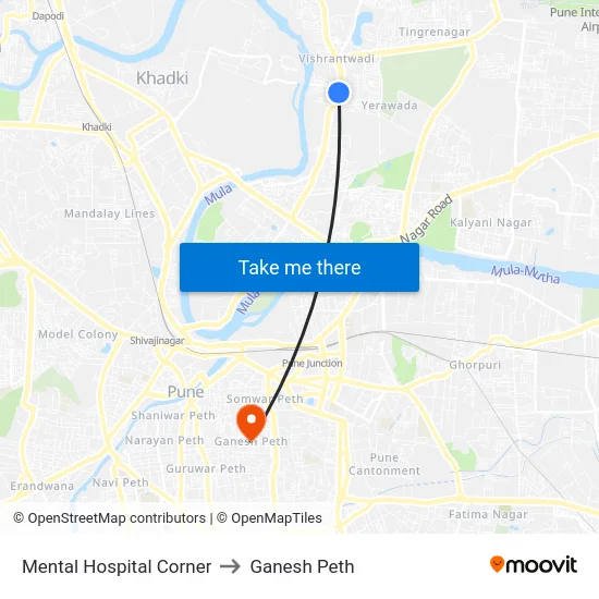 Mental Hospital Corner to Ganesh Peth map