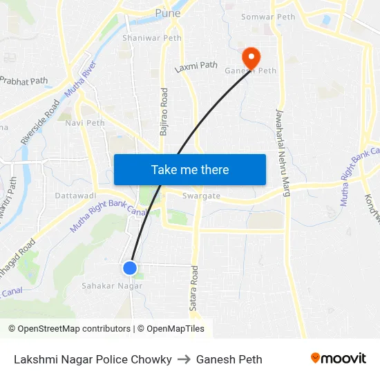 Lakshmi Nagar Police Chowky to Ganesh Peth map
