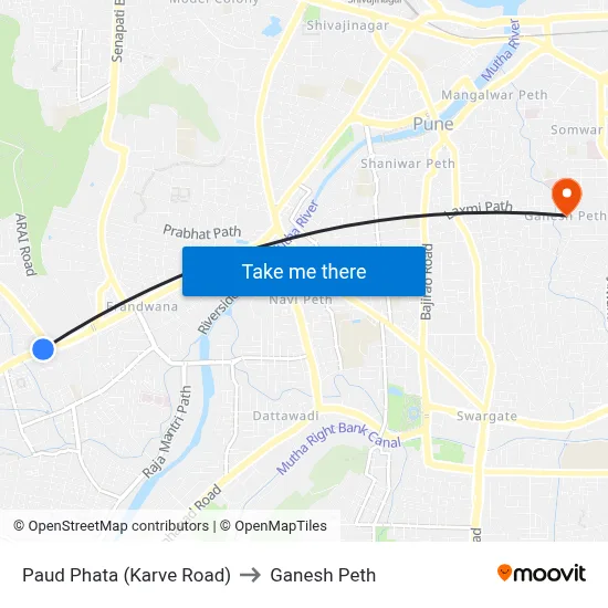 Paud Phata (Karve Road) to Ganesh Peth map