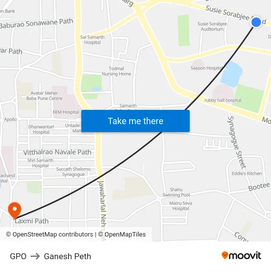 GPO to Ganesh Peth map
