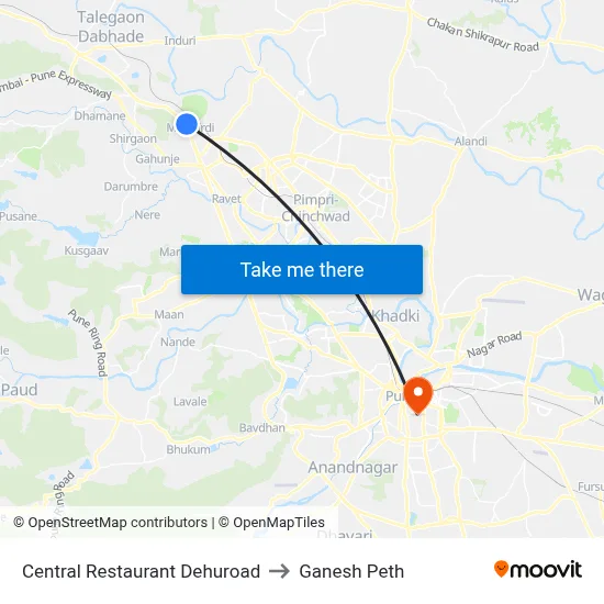 Central Restaurant Dehuroad to Ganesh Peth map