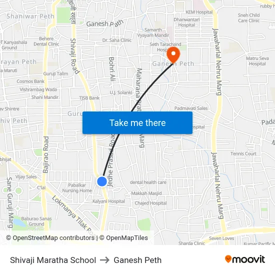 Shivaji Maratha School to Ganesh Peth map