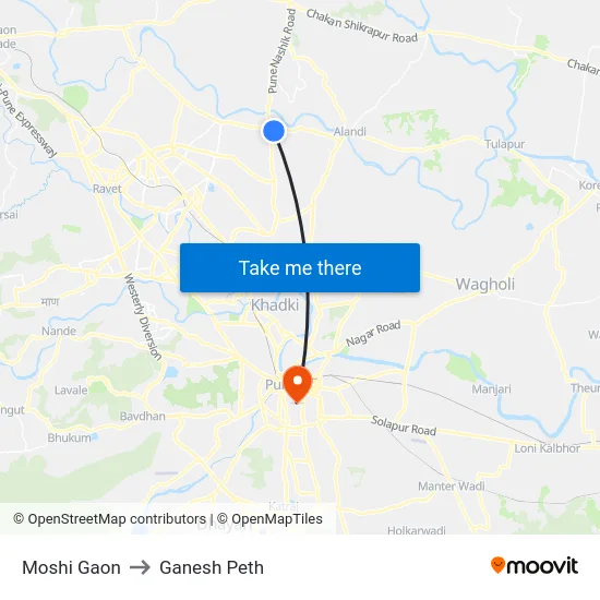 Moshi Gaon to Ganesh Peth map