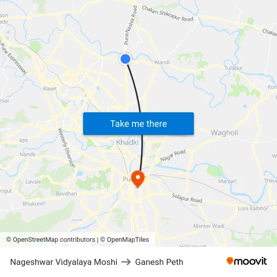 Nageshwar Vidyalaya Moshi to Ganesh Peth map