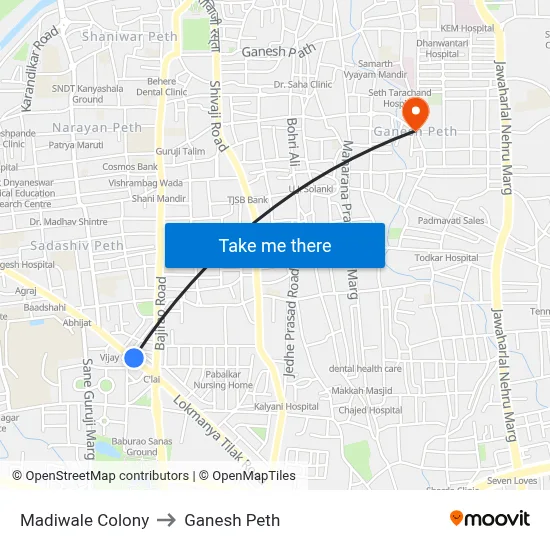 Madiwale Colony to Ganesh Peth map