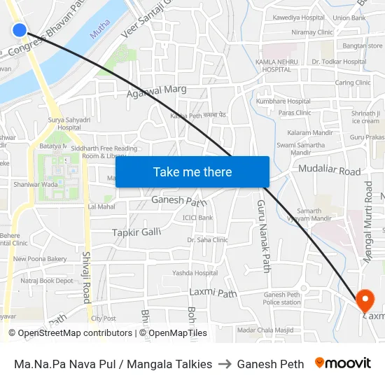 Ma.Na.Pa Nava Pul / Mangala Talkies to Ganesh Peth map