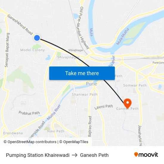 Pumping Station Khairewadi to Ganesh Peth map