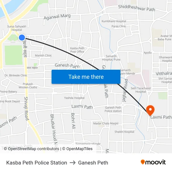 Kasba Peth Police Station to Ganesh Peth map