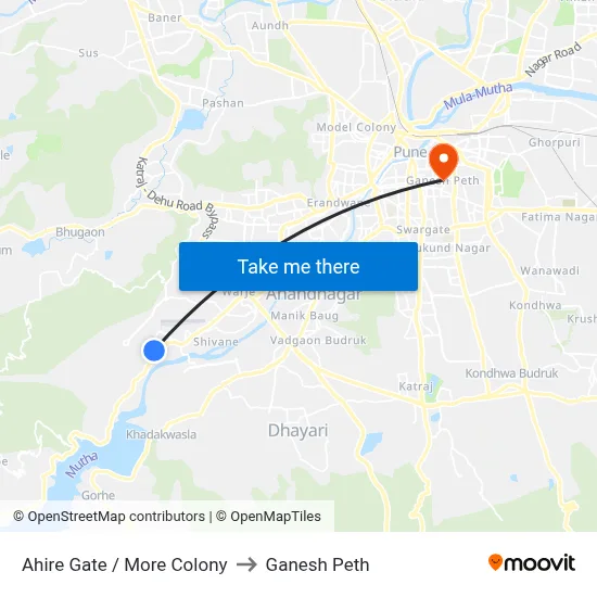 Ahire Gate / More Colony to Ganesh Peth map