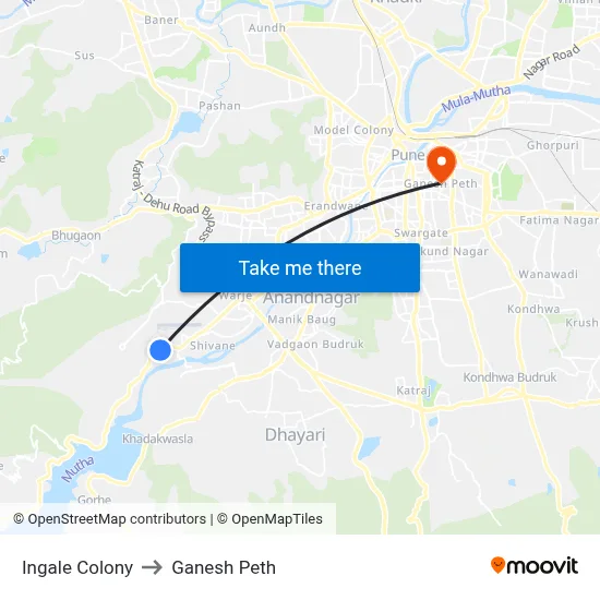 Ingale Colony to Ganesh Peth map