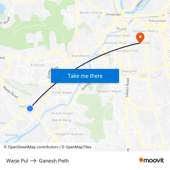 Warje Pul to Ganesh Peth map