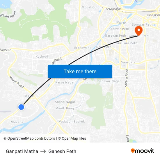 Ganpati Matha to Ganesh Peth map