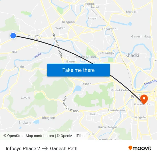Infosys Phase 2 to Ganesh Peth map