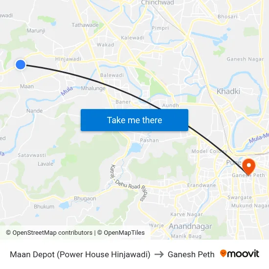 Maan Depot (Power House Hinjawadi) to Ganesh Peth map