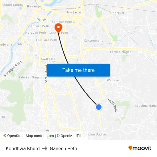 Kondhwa Khurd to Ganesh Peth map