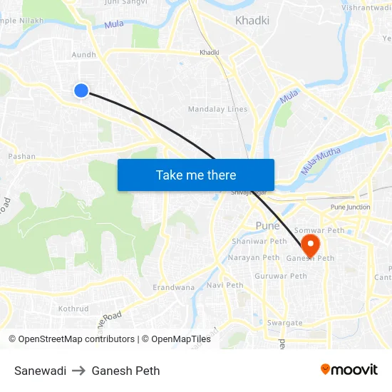 Sanewadi to Ganesh Peth map