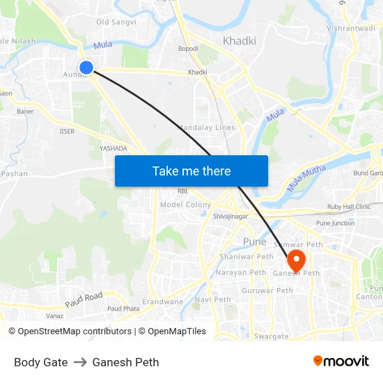 Body Gate to Ganesh Peth map